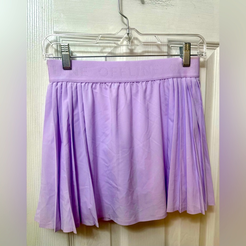 Lavender Pleated Mini Skirt - Branded Waistband